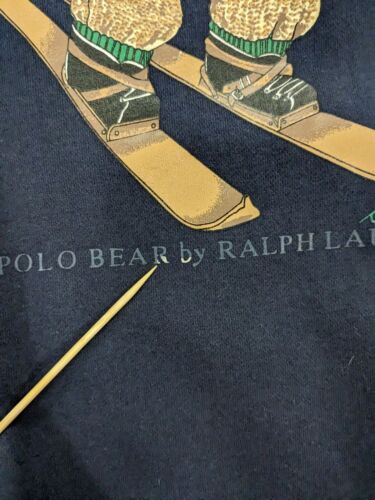 Vintage Polo Ralph Lauren Bear Ski Sweatshirt Crewneck Size Large Blue