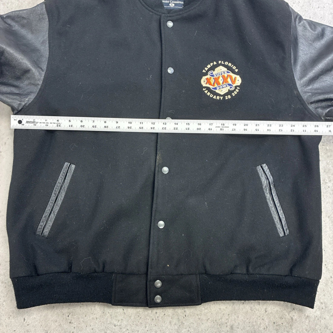 Super Bowl XXXV Lee Sport Leather Wool Varsity Jacket Size XL NFL