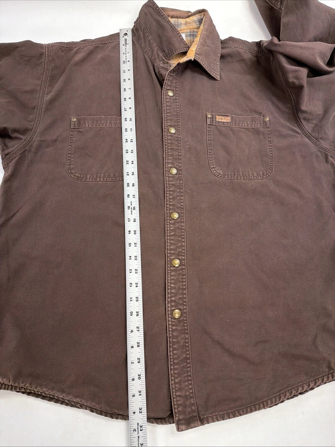 Carhartt Button Up Work Shirt Size XL Brown Plaid Lined