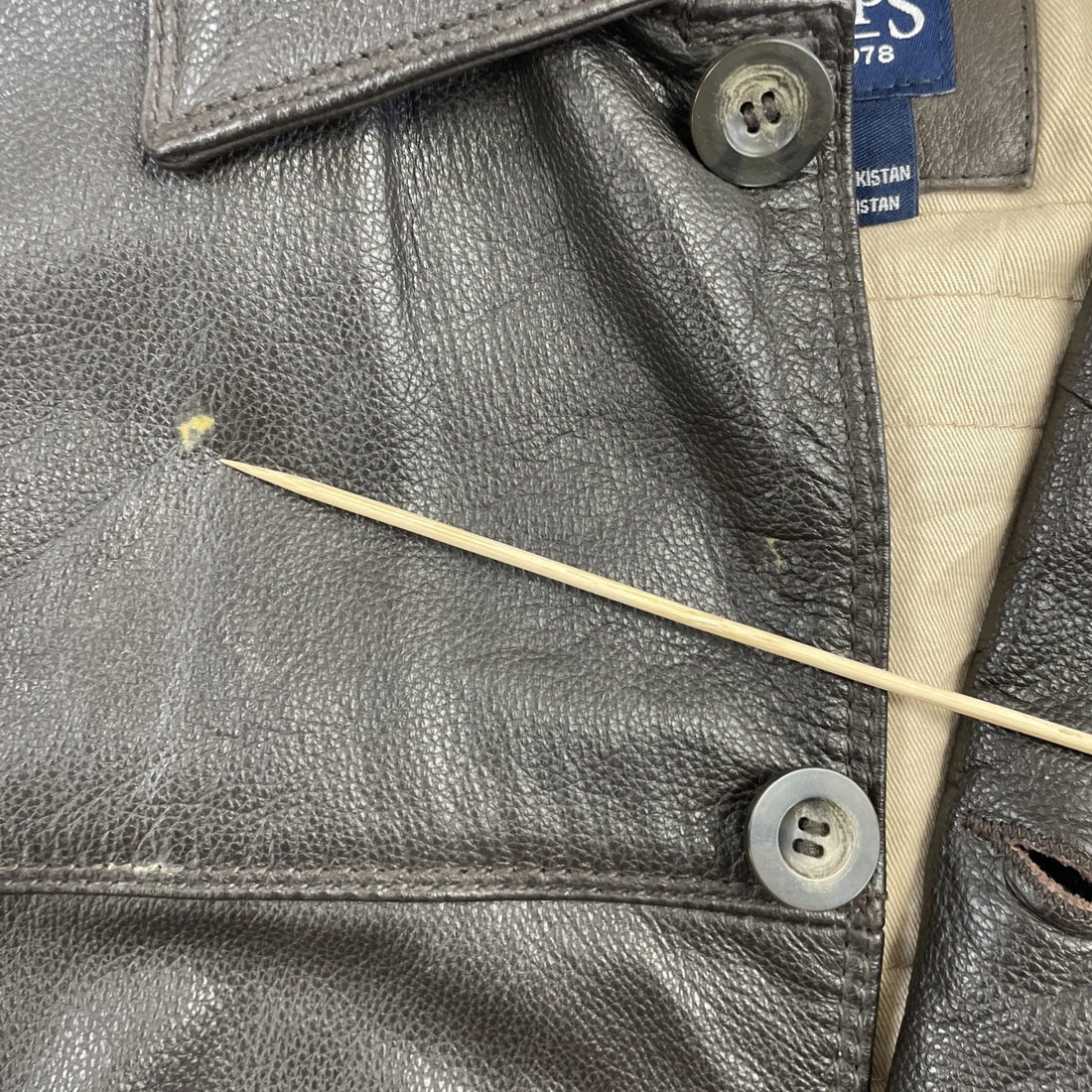 Chaps Leather Coat Jacket Size Large Brown