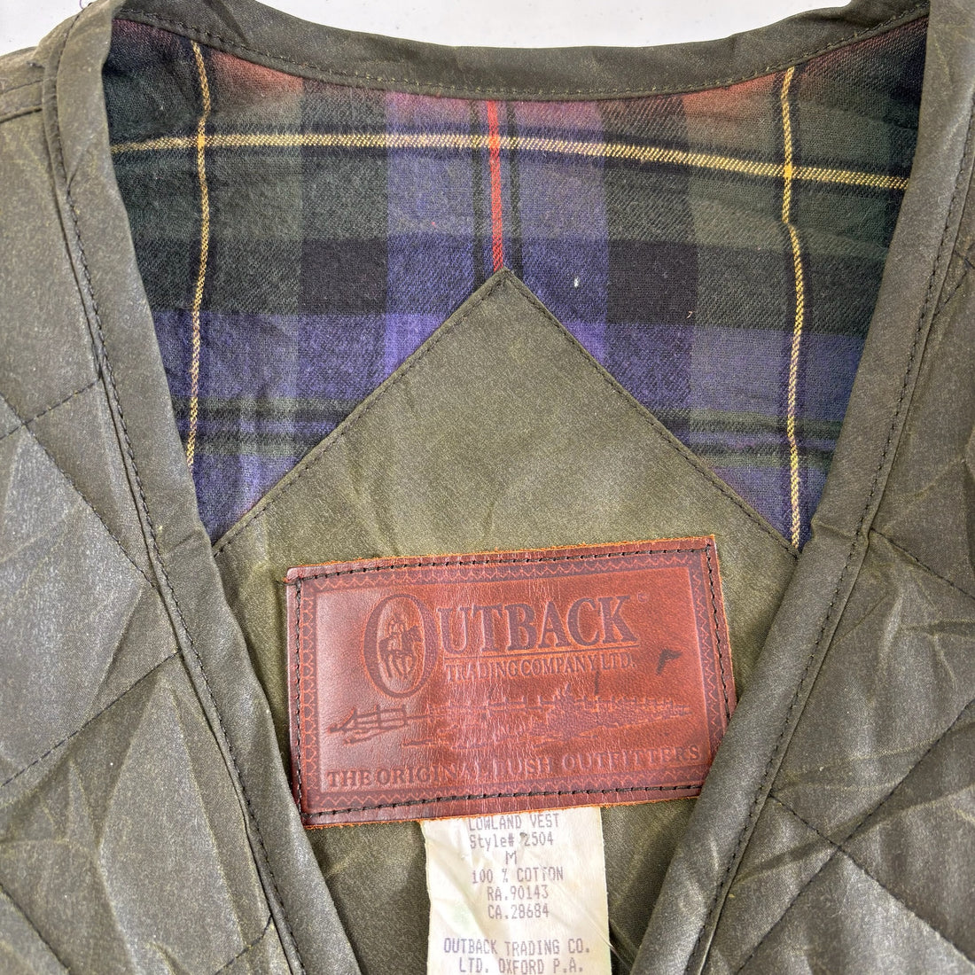 Outback Wax Vest Size Medium