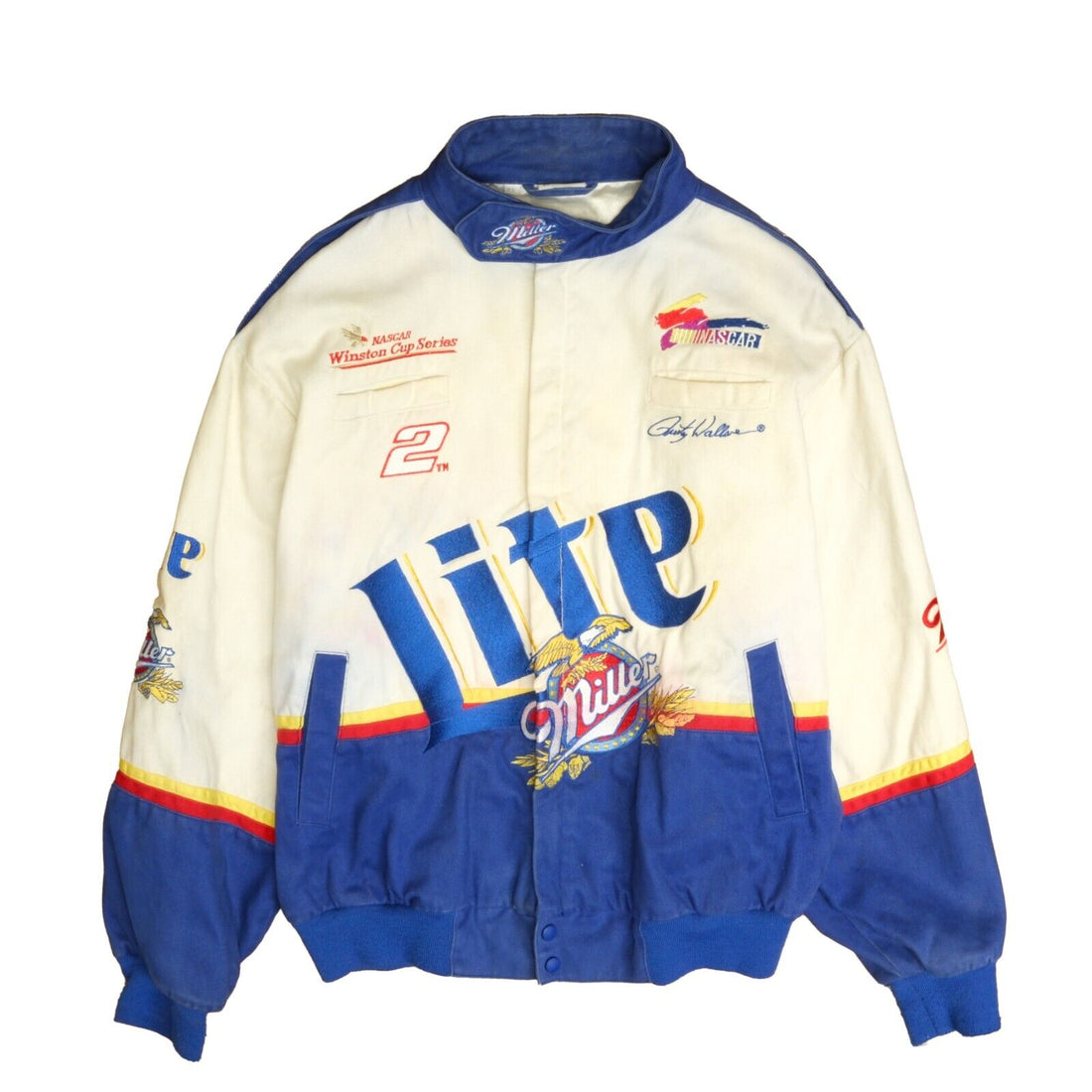 Vintage Rusty Wallace Miller Lite Racing Jacket Size XL Beer NASCAR