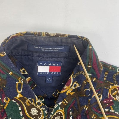Tommy Hilfiger Western Equestrian Button Up Shirt Large All Over Print