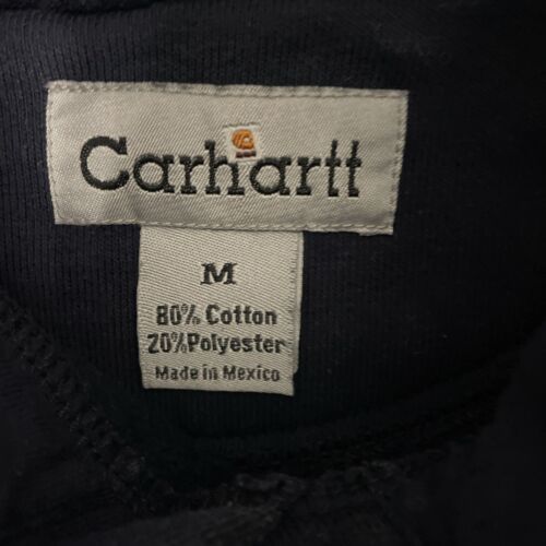 Vintage Carhartt Spell Out Sweatshirt Hoodie Size Medium Blue Embroidered