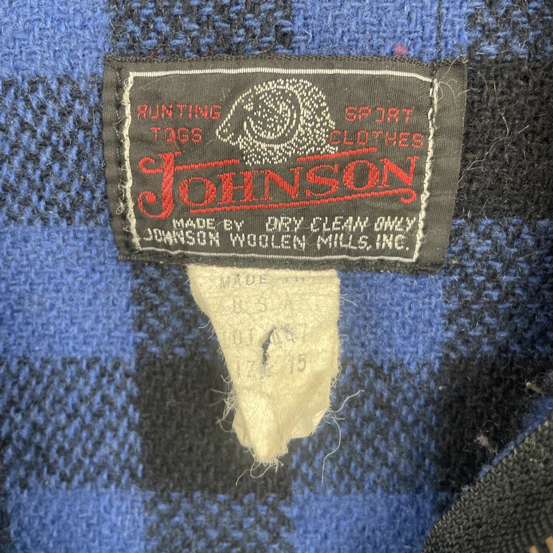 Vintage Johnson Woolen Mills Buffalo Plaid Wool Jacket Size 15