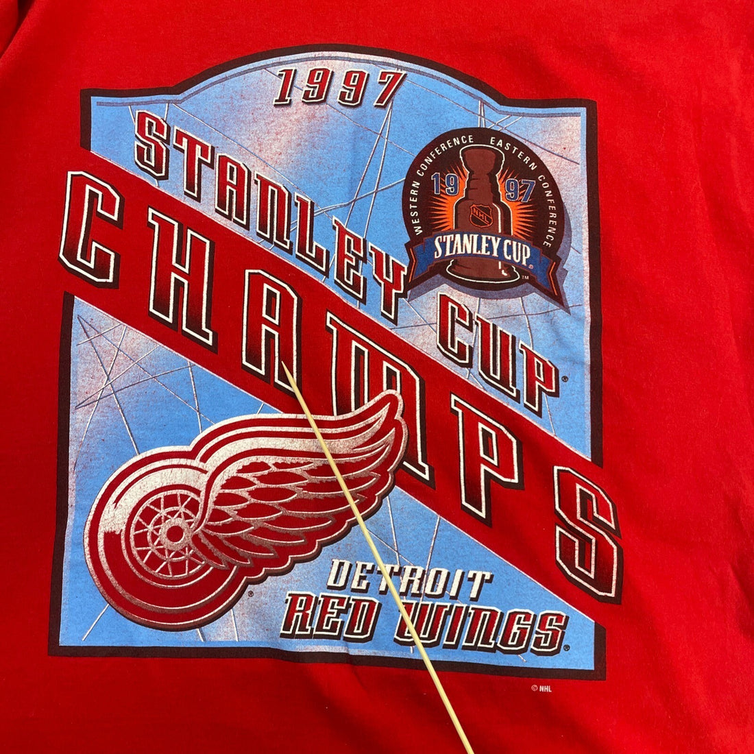 Vintage Detroit Red Wings Stanley Cup Champs T-Shirt Size XL 1997 90s NHL