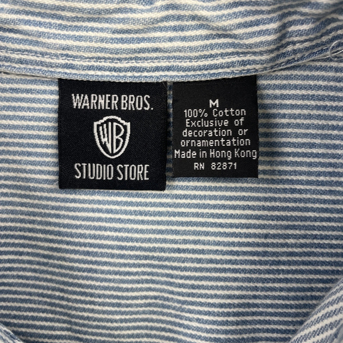 Vintage Looney Tunes Warner Bros Button Up Shirt Size Medium Striped