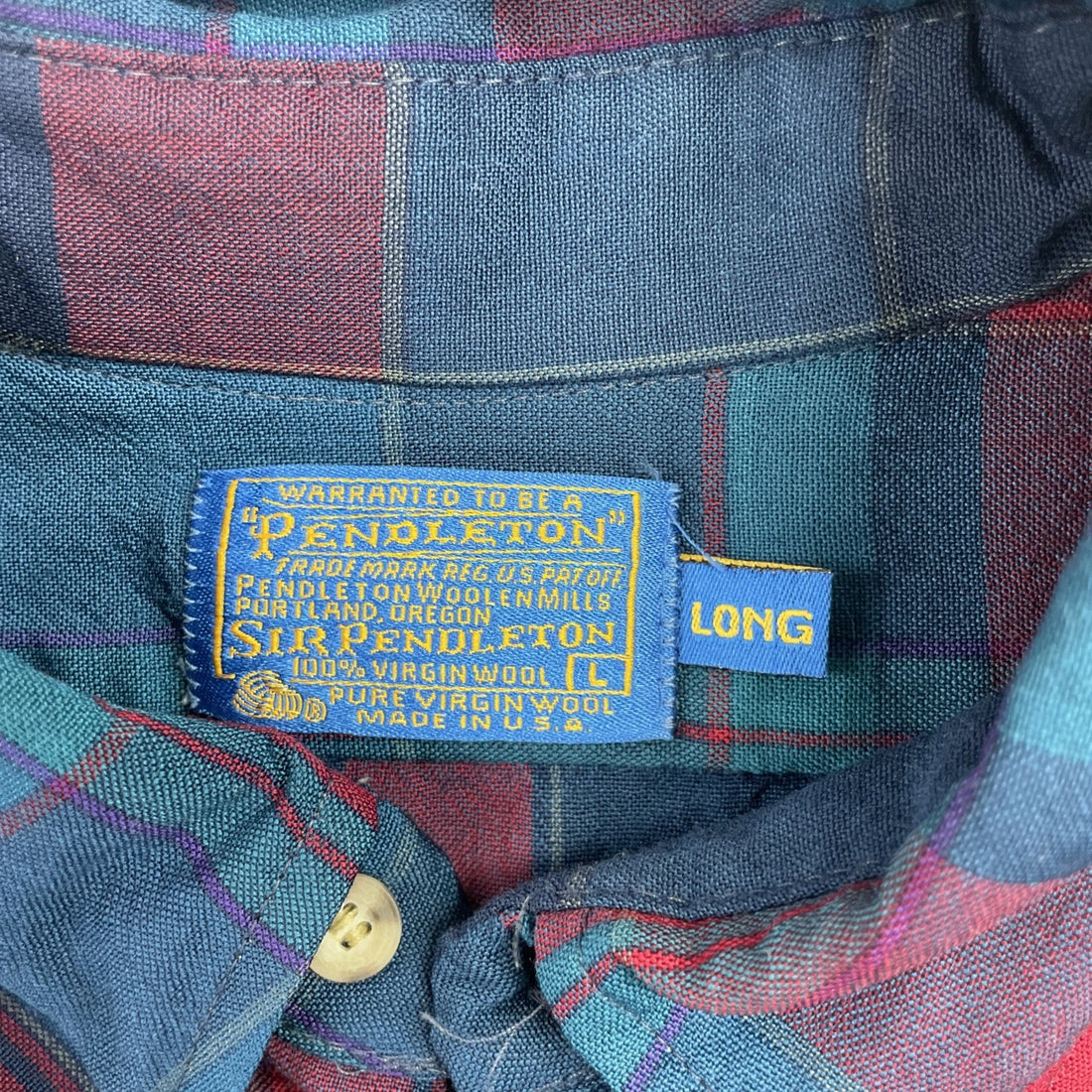 Vintage Pendleton Button Up Shirt Size Large Long Plaid