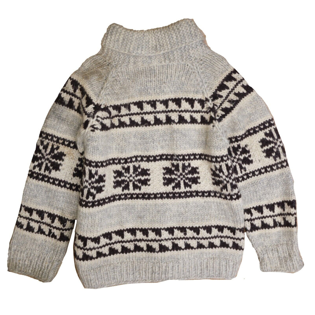 Vintage Tuak Snowflake Wool Knit Cowichan Cardigan Sweater Size Large Acme Zip