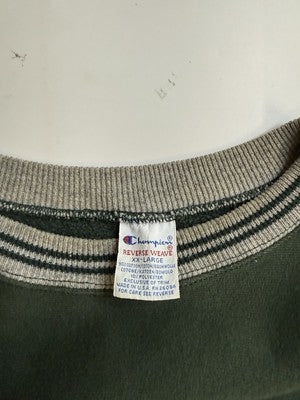 Vintage Champion Spell Out Reverse Weave Crewneck Sweatshirt Size 2XL Green 90s