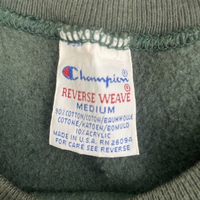 Vintage Champion Spell Out Reverse Weave Crewneck Sweatshirt Medium Green 90s