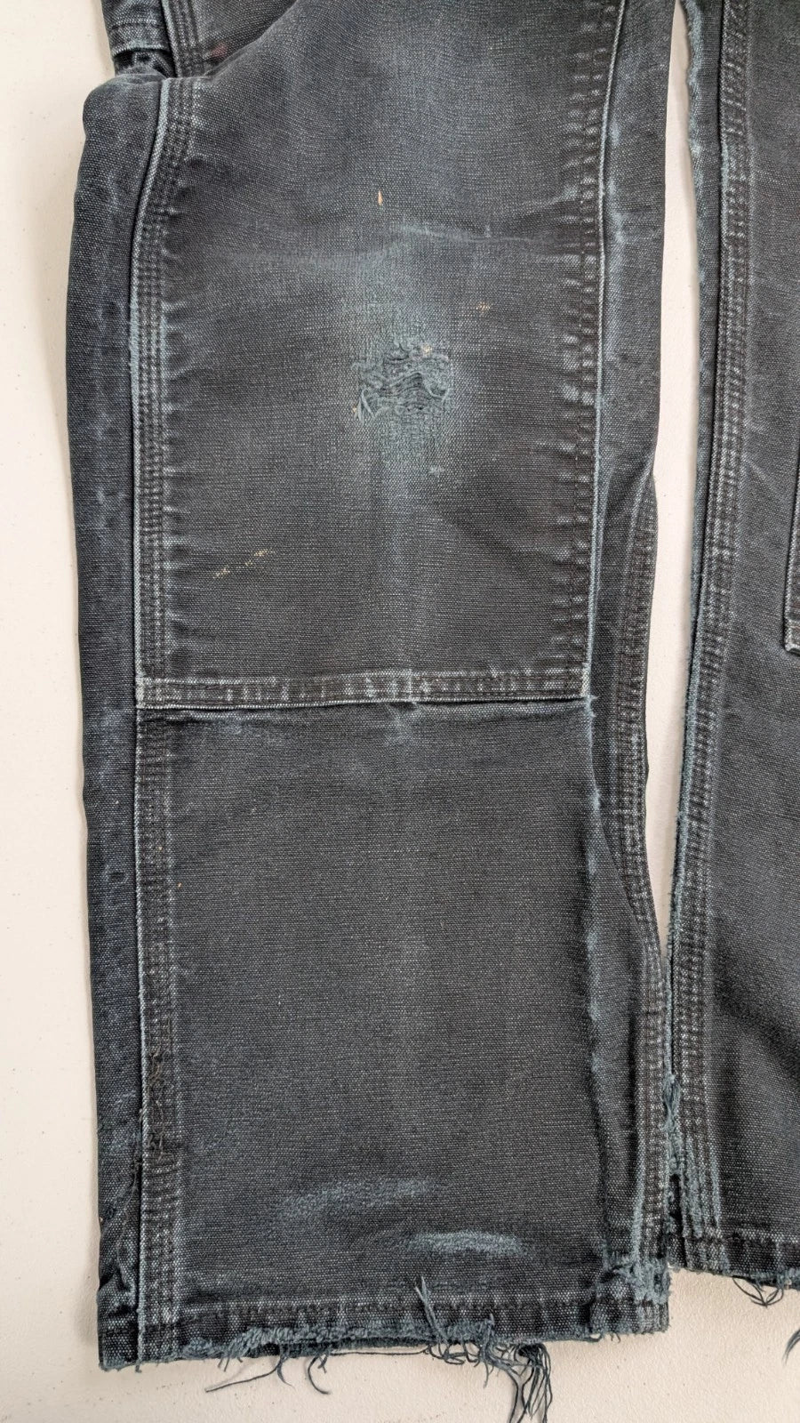Carhartt Canvas Carpenter Double Knee Work Pants 32 X 30 Distressed B01 BLK