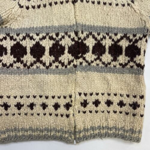 Vintage Wool Knit Cowichan Sweater Size Large Fair Isle Lightning Zip