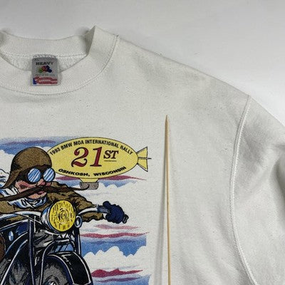 Vintage BMW MOA Riding The Heavens Of Oshkosh Crewneck Sweatshirt Size XL 90s