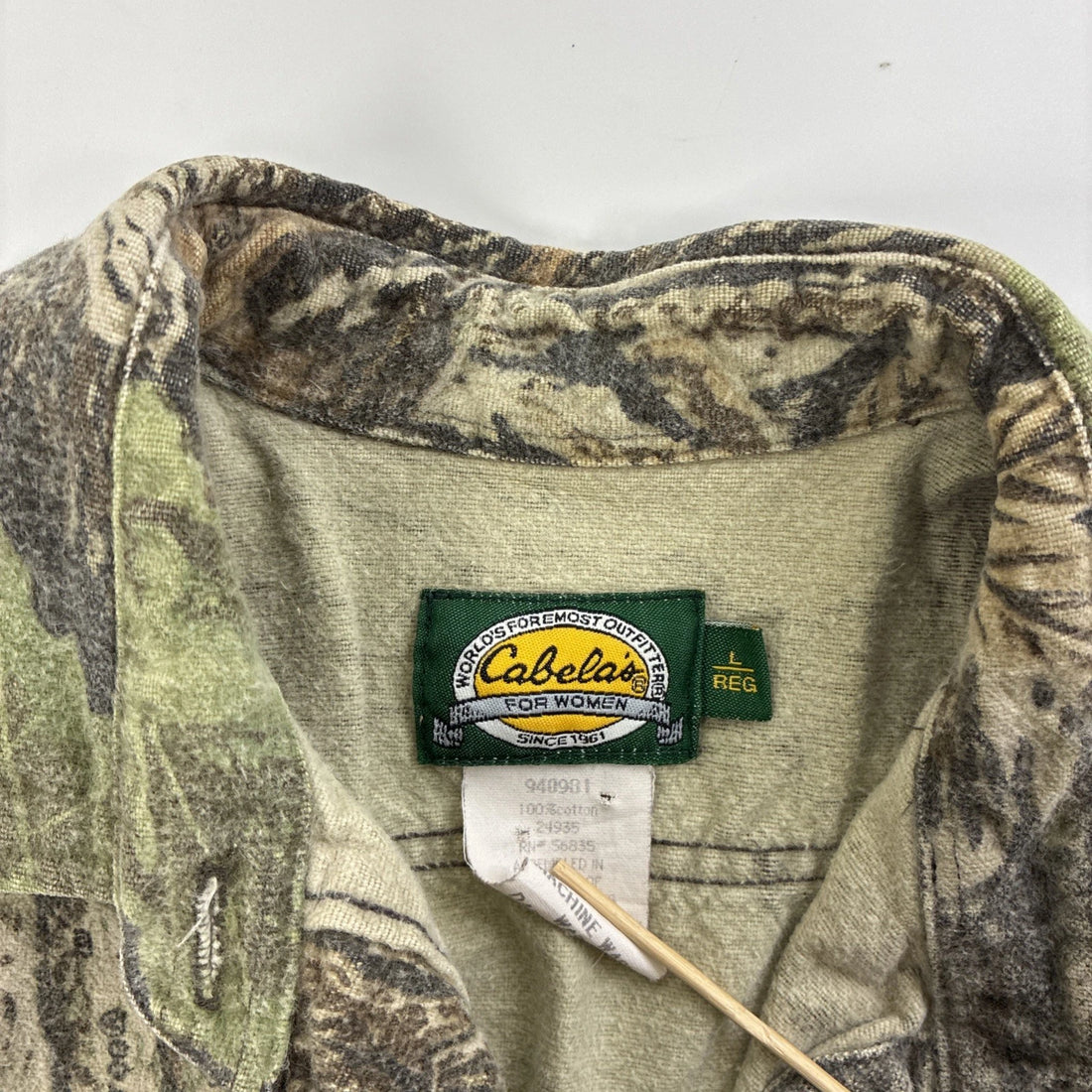 Vintage Cabela's Tree Camo Button Up Shirt Size Large