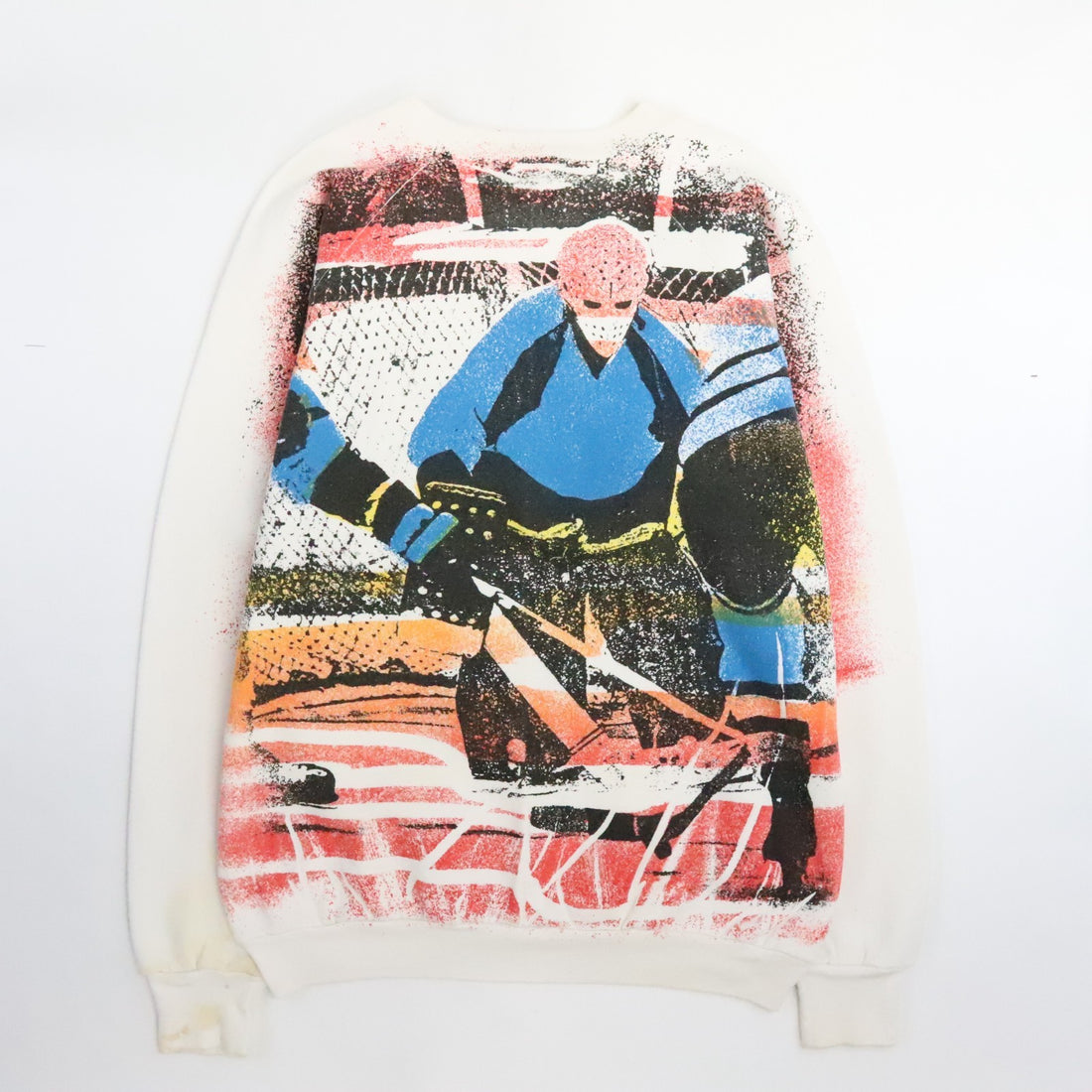 Vintage Hockey Goalie Crewneck Sweatshirt Size XL All Over Print 90s