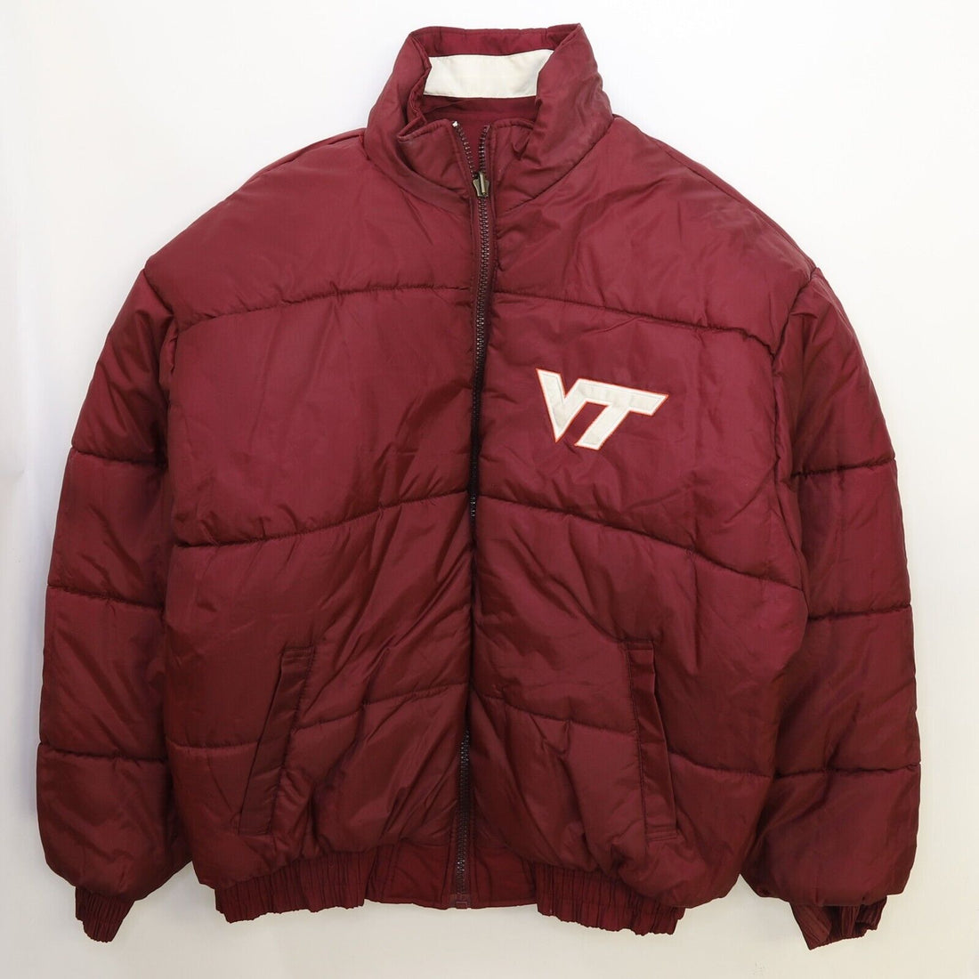 Vintage Virginia Tech Hokies Puffer Pro Player Jacket Medium Reversible NCAA