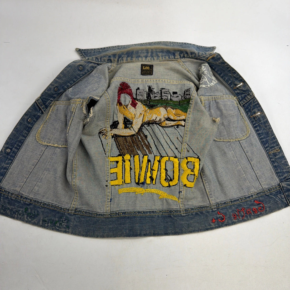 Vintage David Bowie Lee Sanforized Denim Vest Jacket Small PATD 153438 Custom
