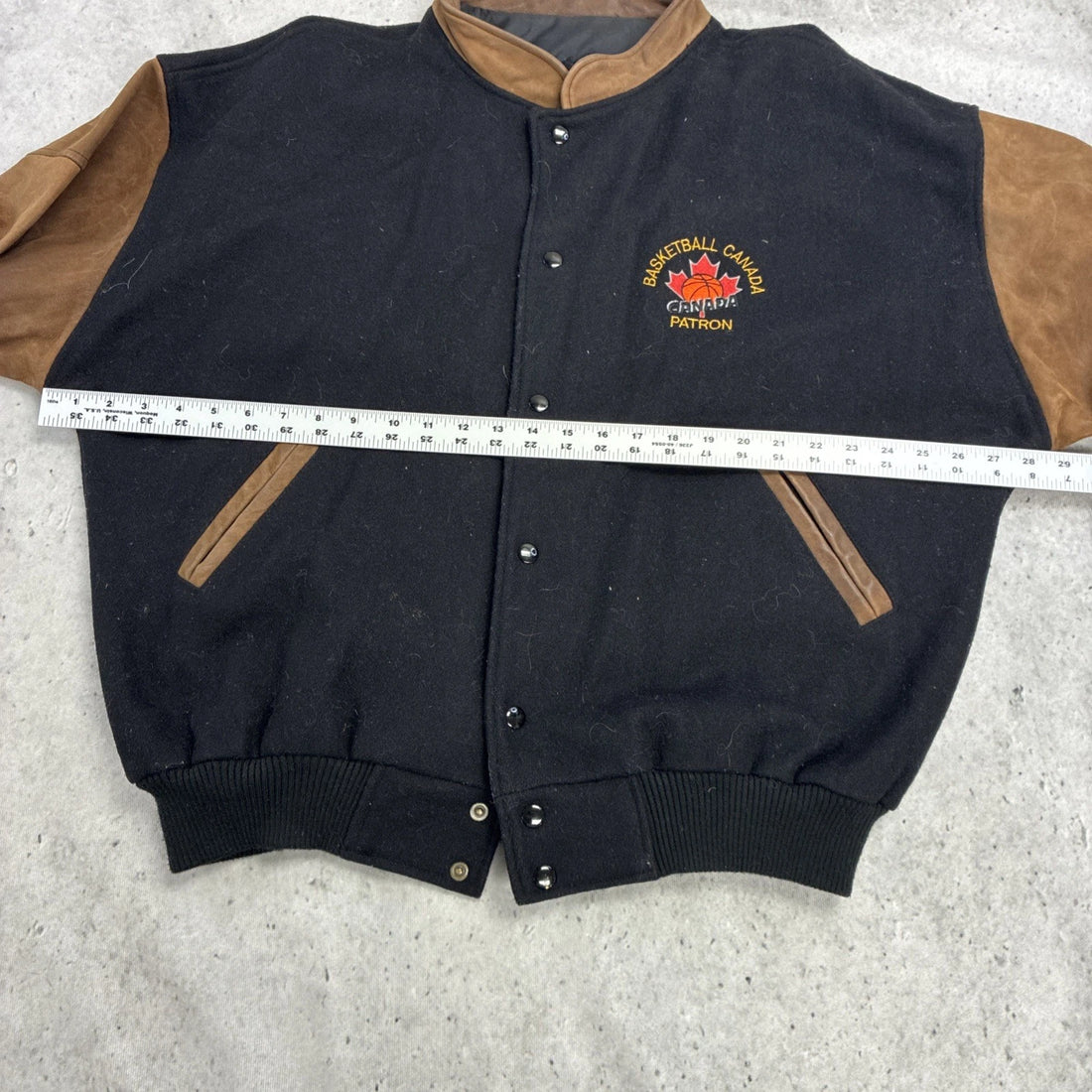 Vintage Basketball Canada Leather Wool Varsity Jacket Size Large