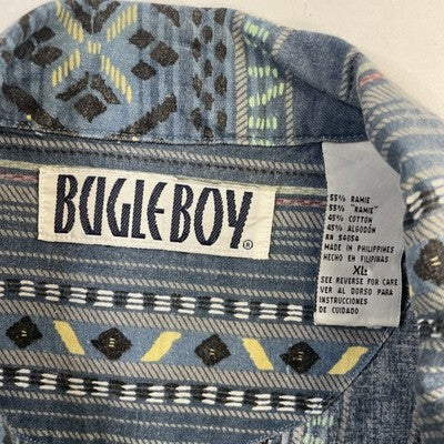 Vintage Bugle Boy Aztec Button Up Shirt Size XL