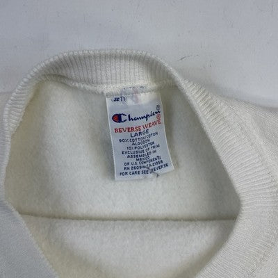 Vintage Blank Champion Reverse Weave Sweatshirt Size Large White 90s