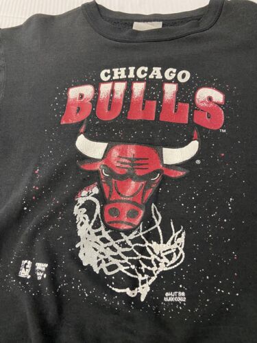 Vintage Chicago Bulls Sweatshirt Crewneck Size Medium Black 90s NBA