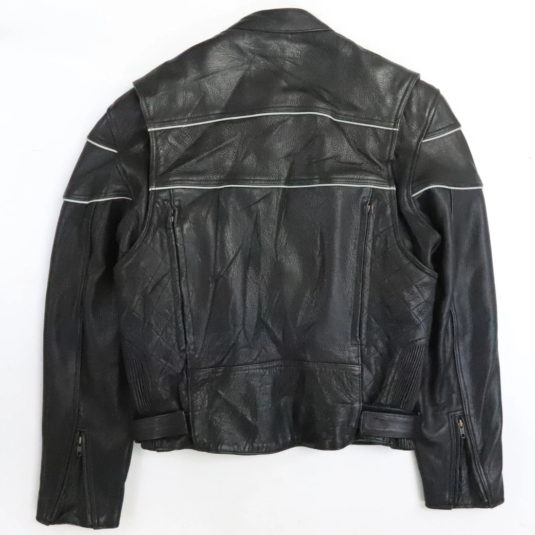 Wilsons Leather Cafe Racer Motorcycle Jacket Size Medium Black