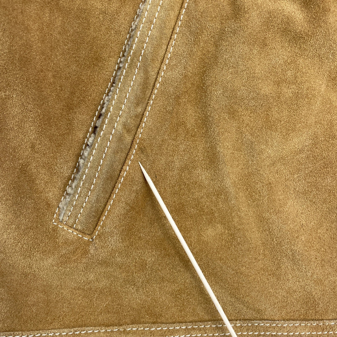 Leather Suede Work Jacket Size XL Sherpa Lined Brown