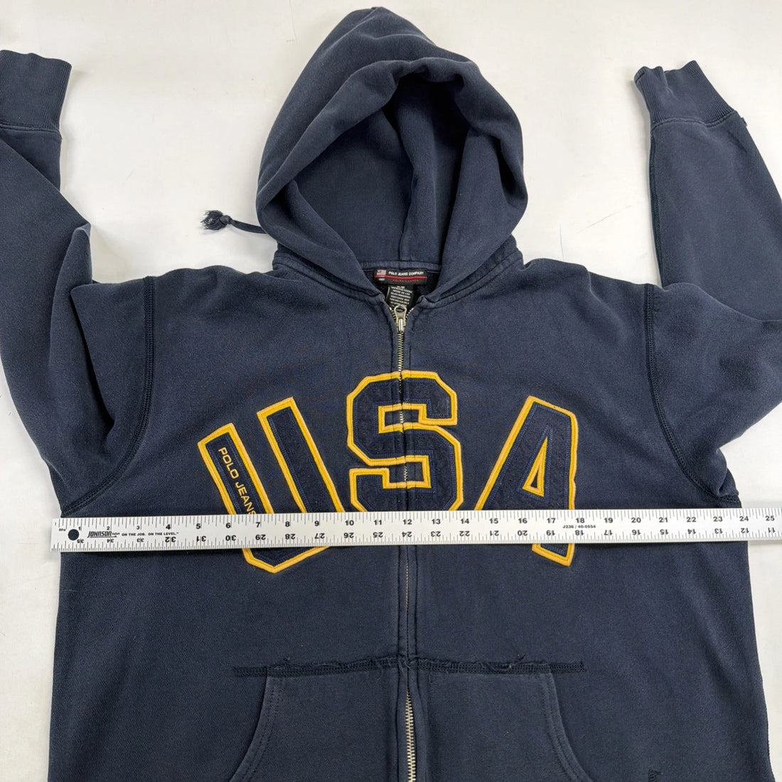 Vintage Polo Jeans USA Full Zip Sweatshirt Hoodie Size Medium