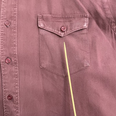 Vintage Wrangler Cowboy Cut Western Button Up Shirt Size 16 1/2-36 Burgundy