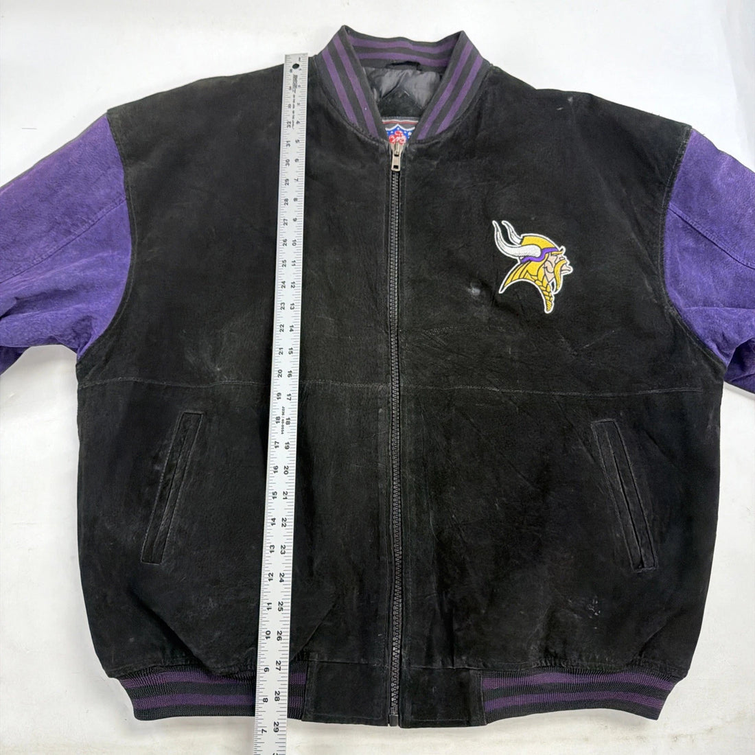 Vintage Minnesota Vikings Leather Suede Varsity Jacket Size XL NFL
