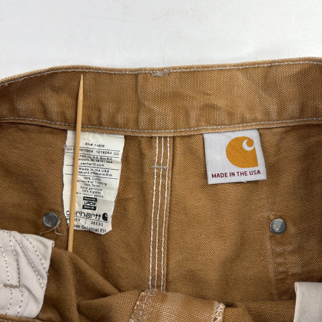 Carhartt Canvas Double Knee Carpenter Work Pants Size 36 X 30 B01 BRN