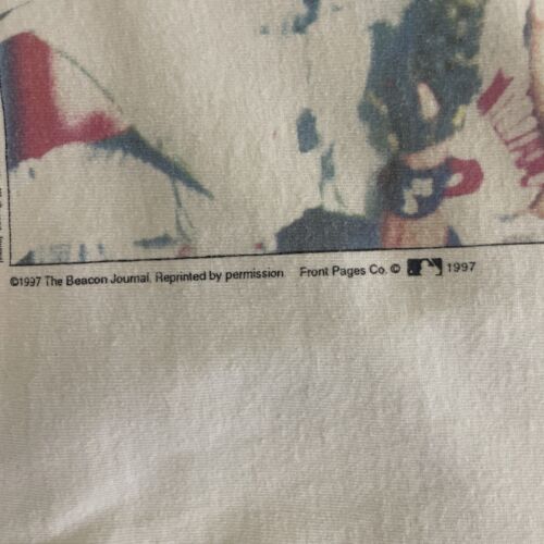 Vintage Cleveland Indians World Series Newspaper T-Shirt Large 1997 90s MLB