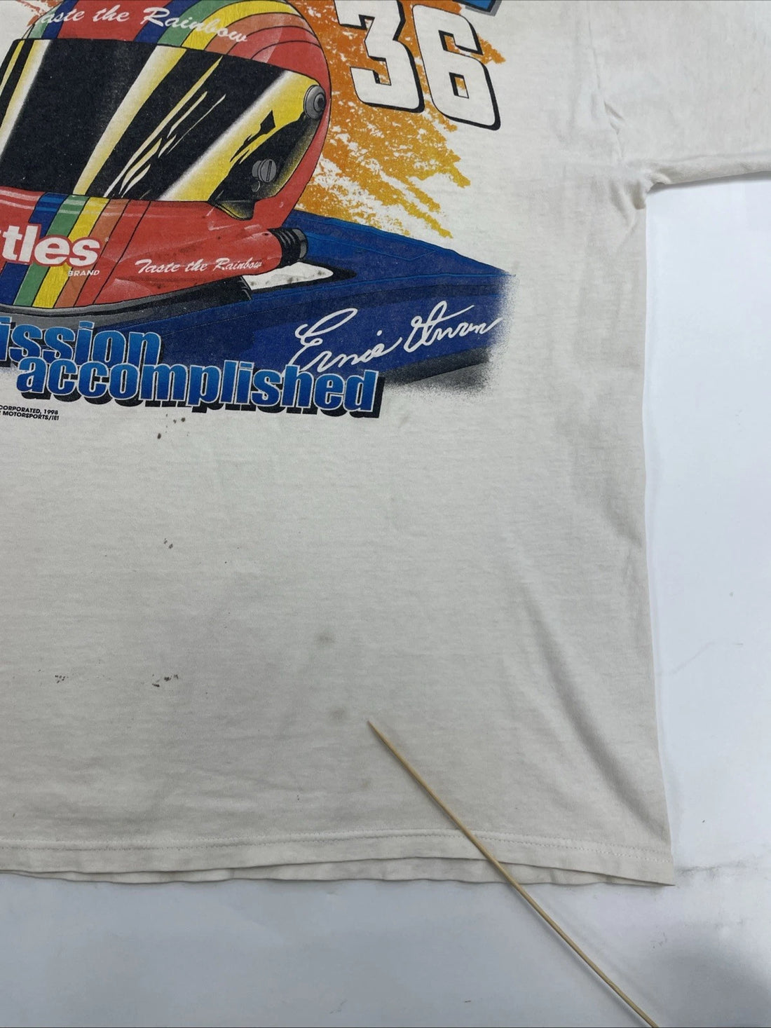 Vintage Ernie Irvan Man On A Mission Skittles Racing T-Shirt XL NASCAR