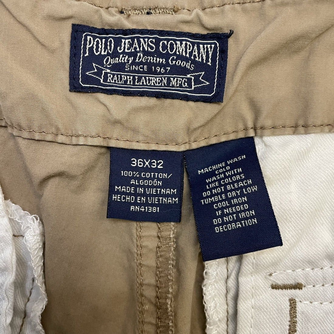 Vintage Polo Jeans Cargo Pants Size 36 X 33 Brown