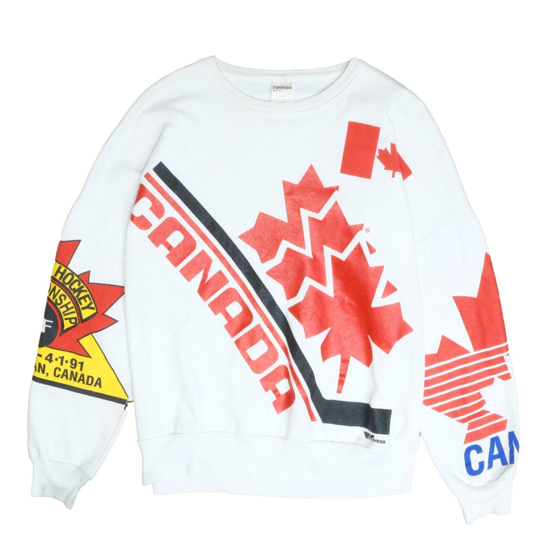 Vintage Team Canada World Junior Hockey Championship Sweatshirt Large AOP 90s
