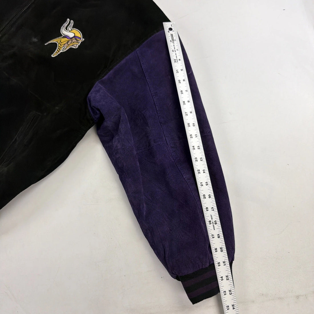 Vintage Minnesota Vikings Leather Suede Varsity Jacket Size XL NFL