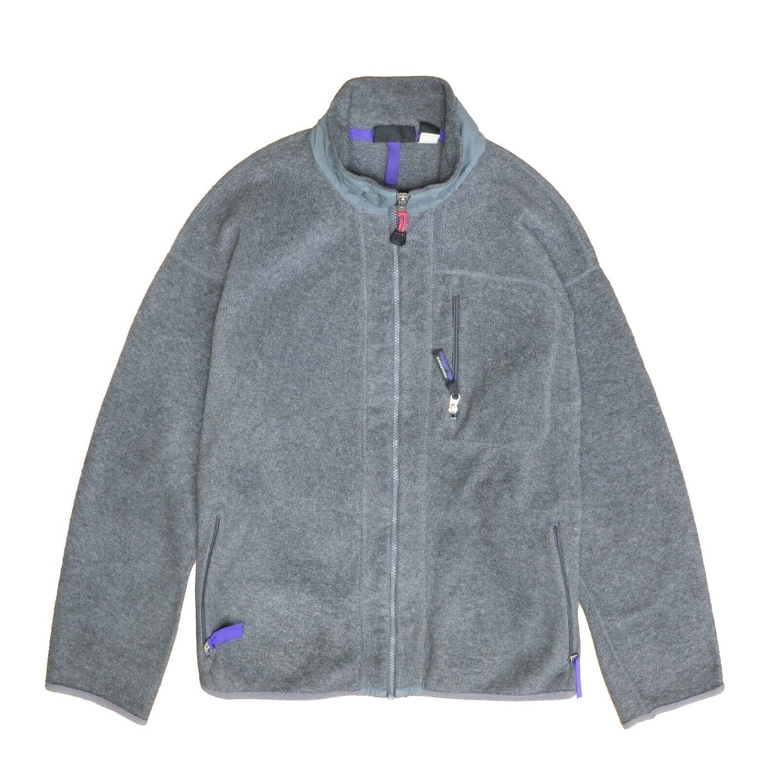 Vintage Patagonia Fleece Jacket Size Medium Gray Full Zip 90s