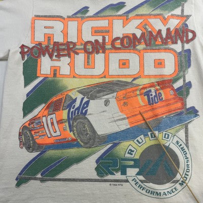 Vintage Ricky Rudd Power On Command Tide Racing T-Shirt Size Medium 1995 90s