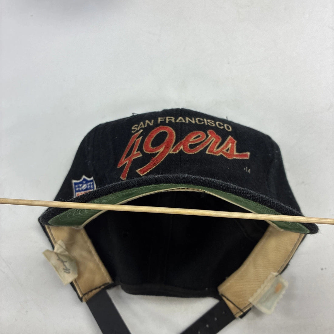 Vintage San Francisco 49ers Script Wool Snapback Hat Cap OSFA Black Dome 90s NFL