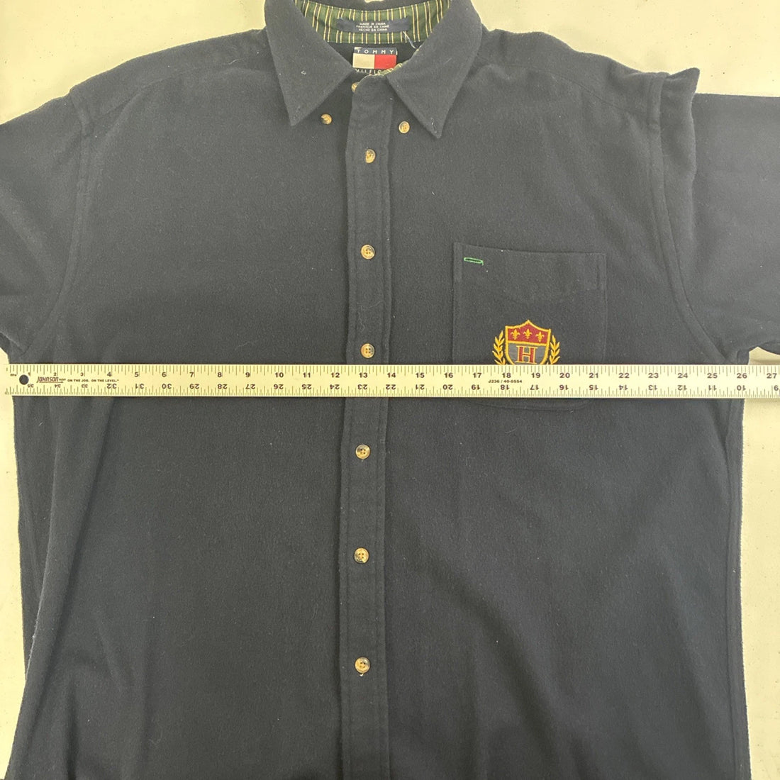 Vintage Tommy Hilfiger Wool Button Up Shirt Size Large Blue