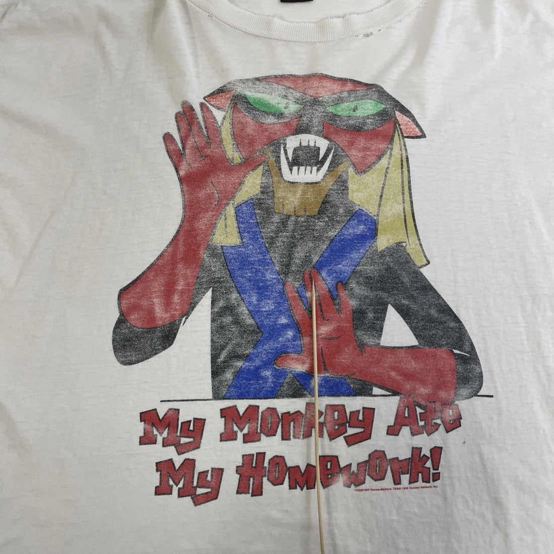 Vintage Space Ghost My Monkey Ate My Homework T-Shirt XL Cartoon Distressed