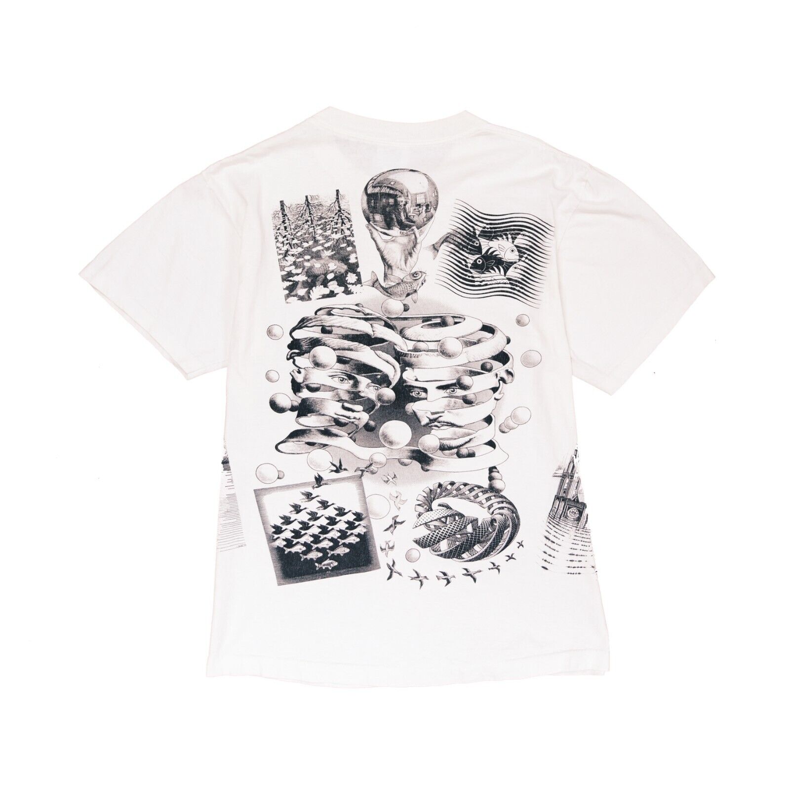 Vintage MC Escher Art Collection Andazia T-Shirt Size Large White 90s