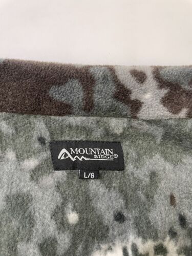 Vintage Mountain Ridge Bear Fleece Jacket Size Large Nature All Over Print