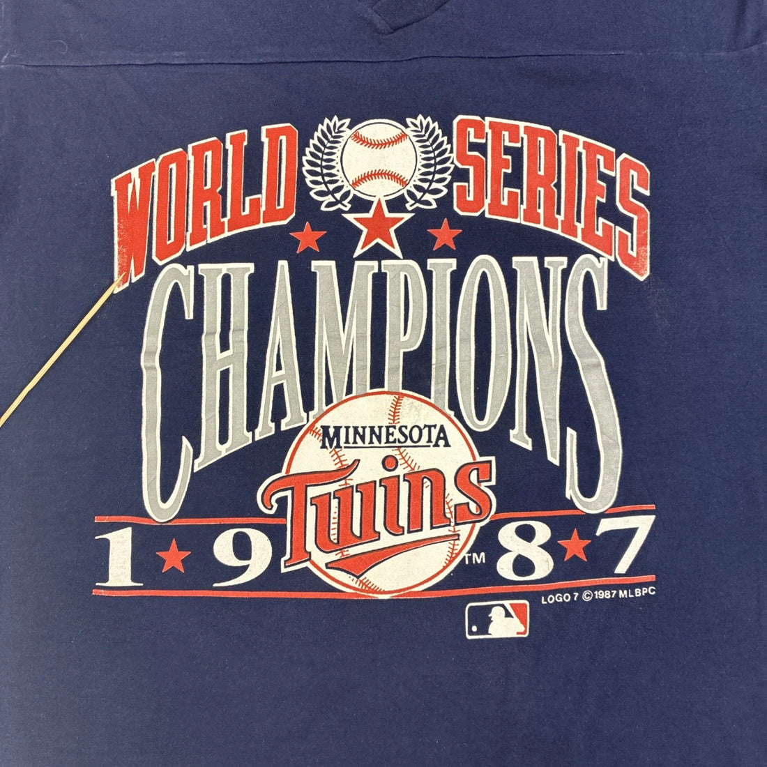 Vintage Minnesota Twins World Series Champs Logo 7 Raglan T-Shirt Large 1987 MLB