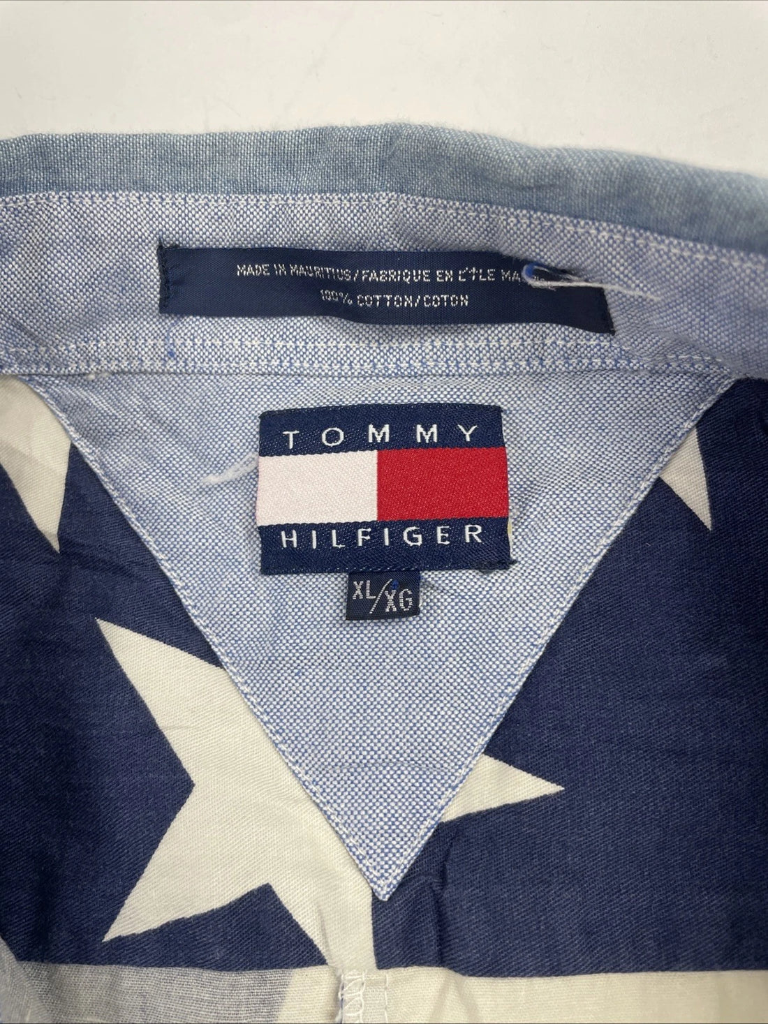 Tommy Hilfiger USA Flag Button Up Shirt Size XL America All Over Print
