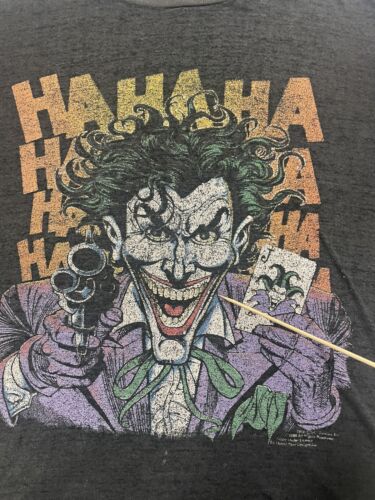 Vintage The Joker Hahaha Batman DC Comics T-Shirt Size Large Black 80s