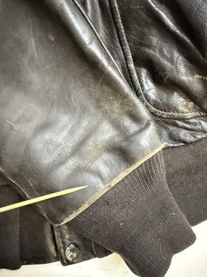 Vintage Schott NYC Leather Bomber Jacket Size 44 Black