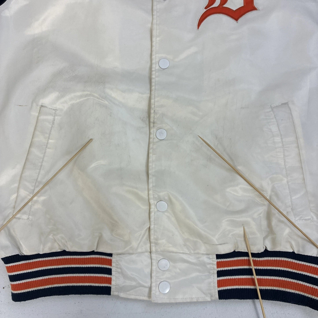 Detroit Tigers Starter Satin Bomber Jacket Size XL MLB
