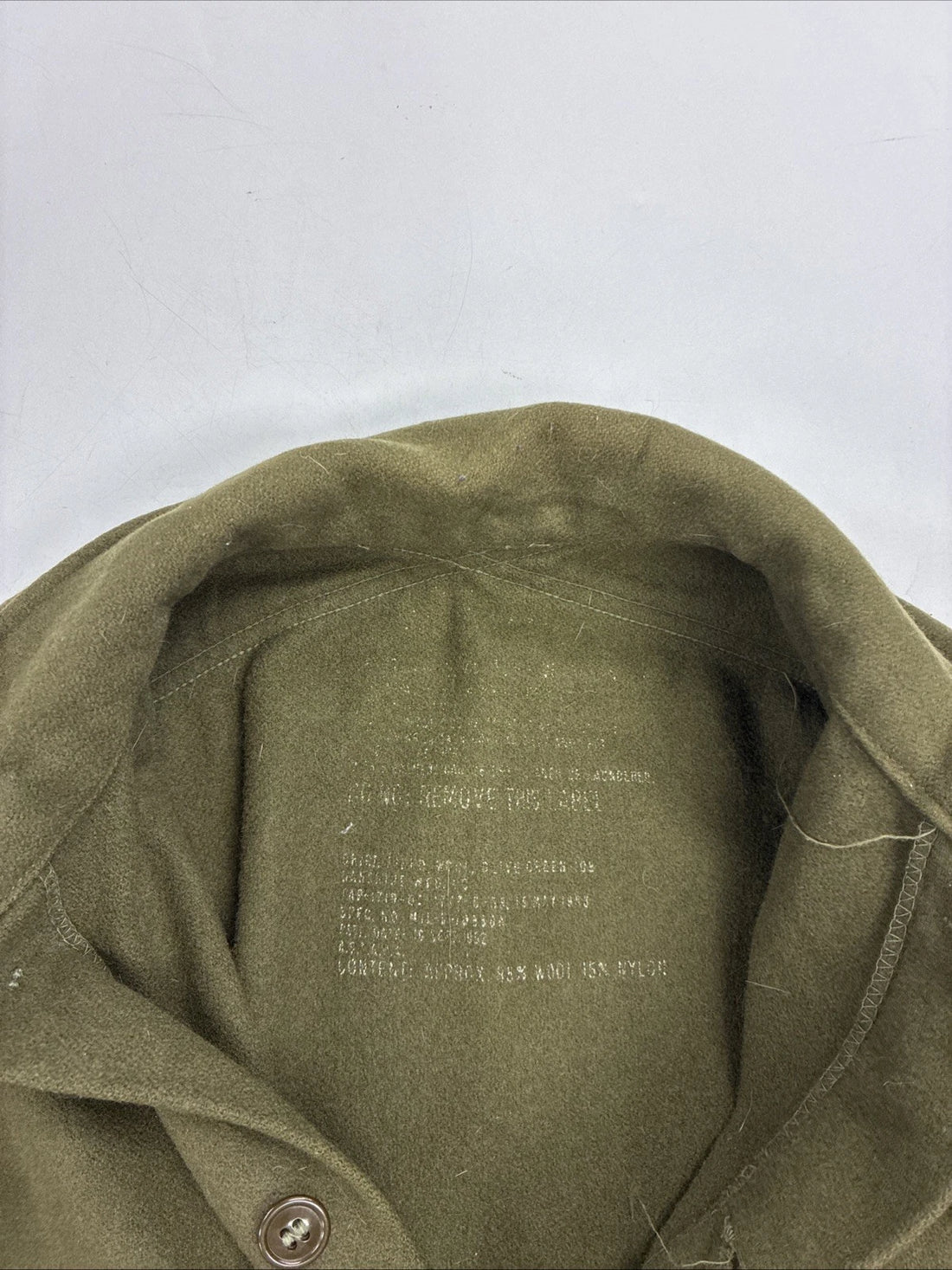 Military Army Wool Button Up Field Shirt Size Large